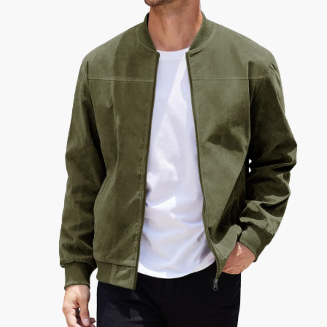 Herrenjacke mit Reißverschluss, geripptem Saum und langen Ärmeln 1