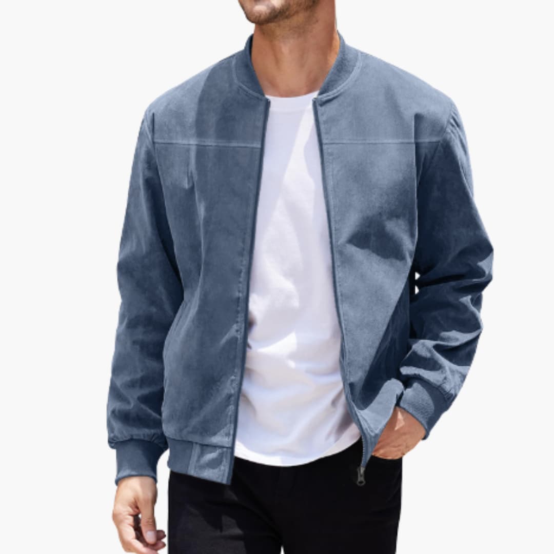 Herrenjacke mit Reißverschluss, geripptem Saum und langen Ärmeln 2