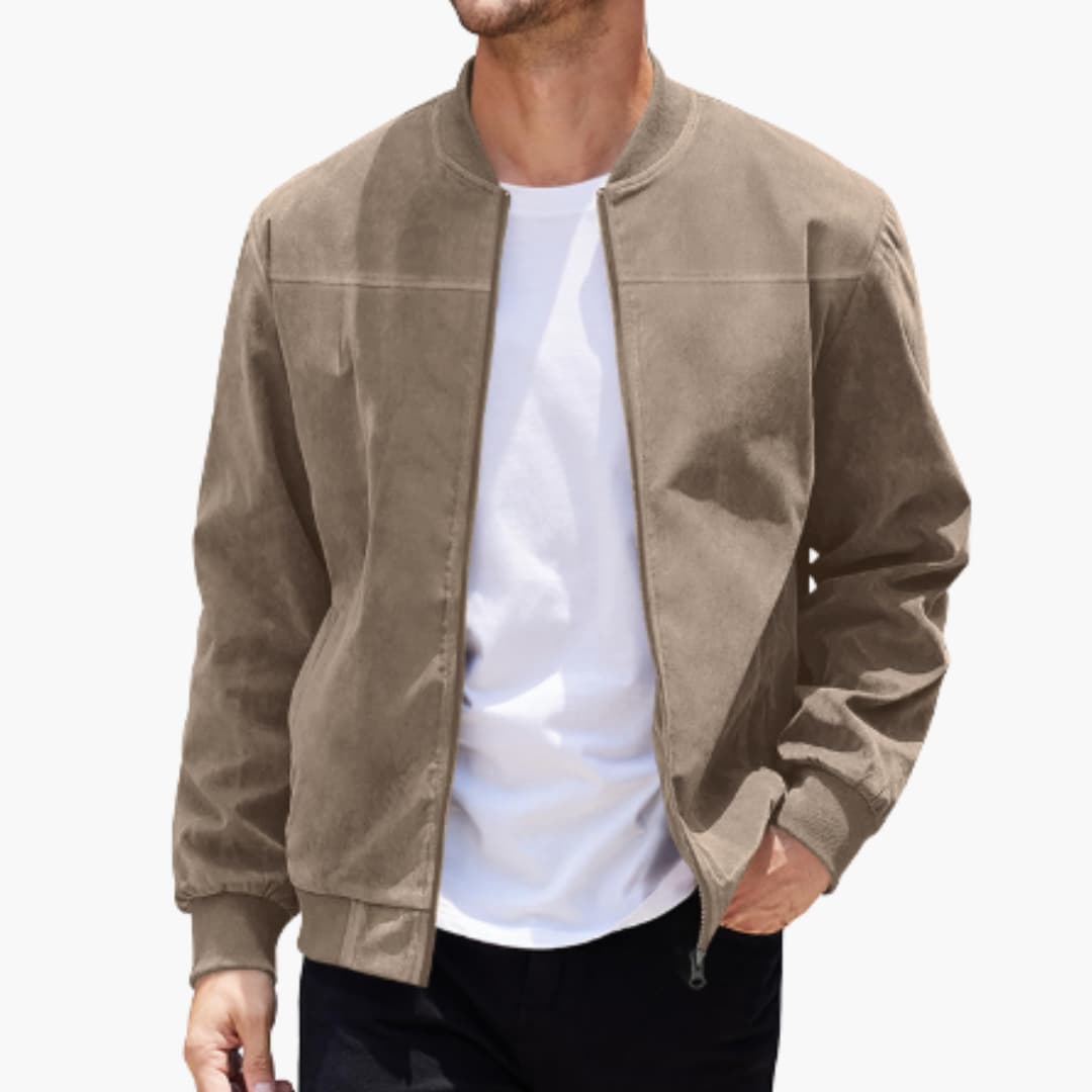 Herrenjacke mit Reißverschluss, geripptem Saum und langen Ärmeln 3