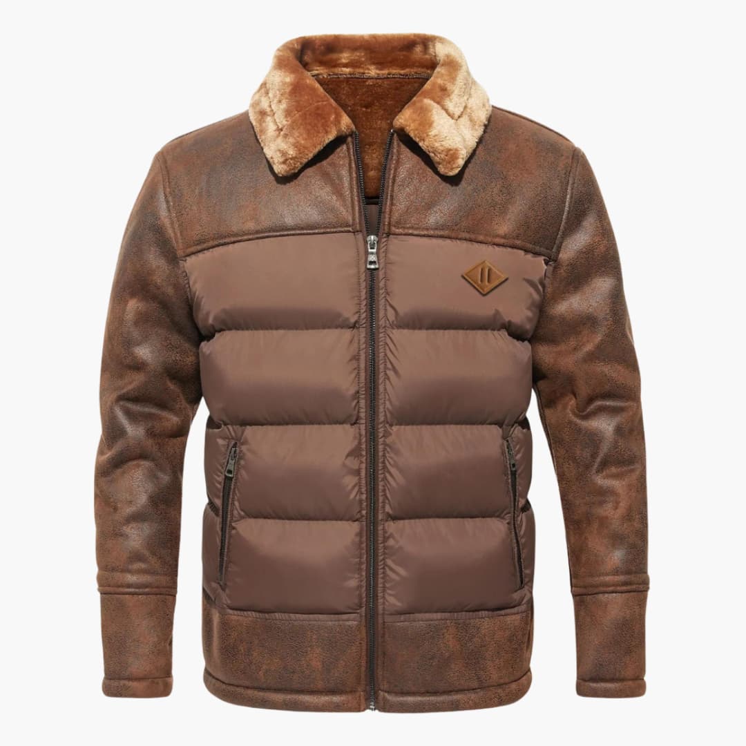 Herrenjacke mit Reißverschluss und gesteppter Oberfläche 0