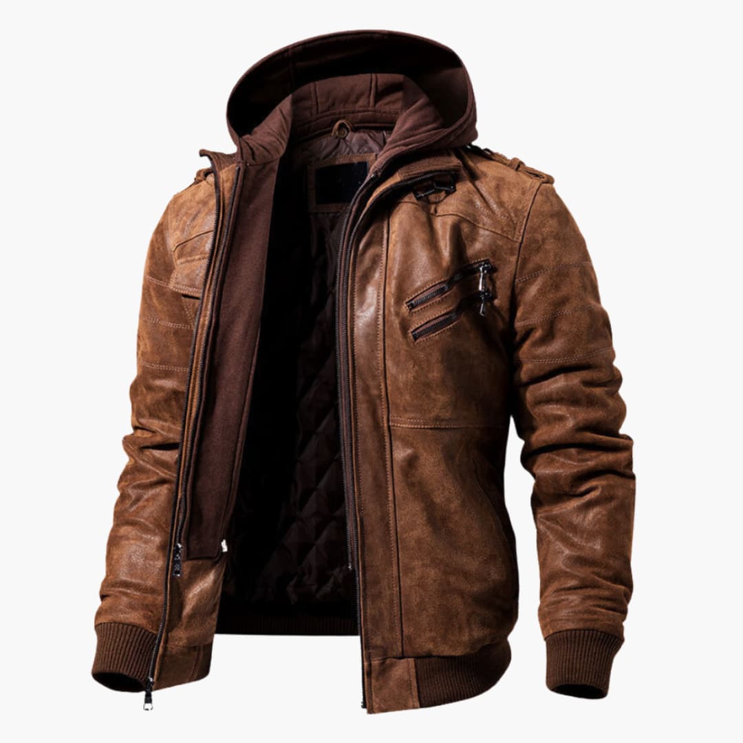 Herrenjacke mit Reißverschluss vorne und angesetzter Kapuze 0
