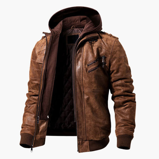 Herrenjacke mit Reißverschluss vorne und angesetzter Kapuze 0