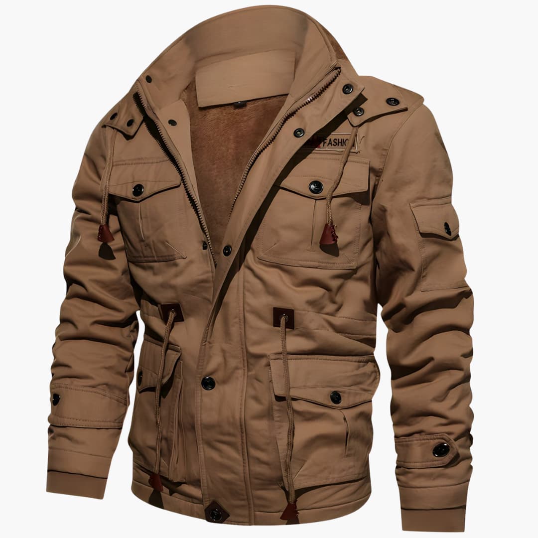 Herrenjacke mit Stehkragen und mehreren Taschen 1