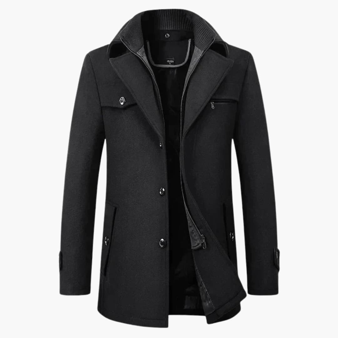 Herrenjacke mit fallendem Reverskragen und Reißverschluss 0