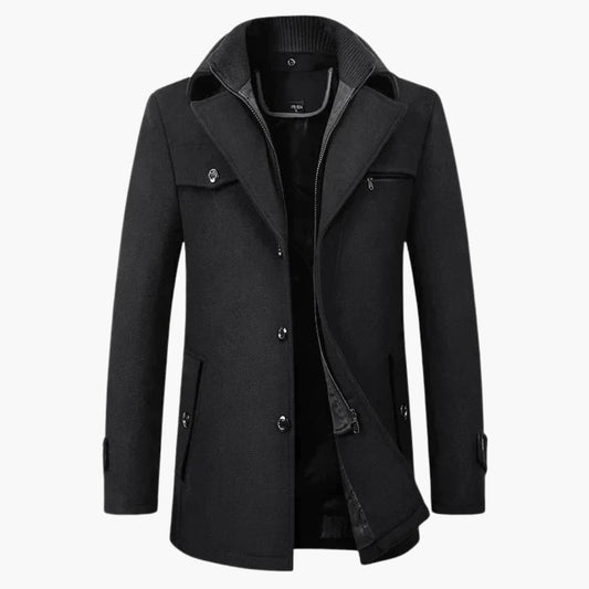 Herrenjacke mit fallendem Reverskragen und Reißverschluss 0