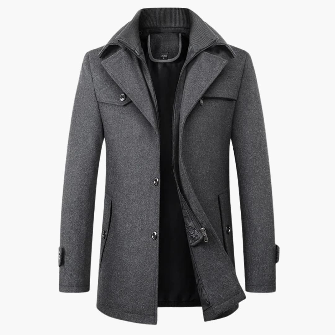 Herrenjacke mit fallendem Reverskragen und Reißverschluss 1