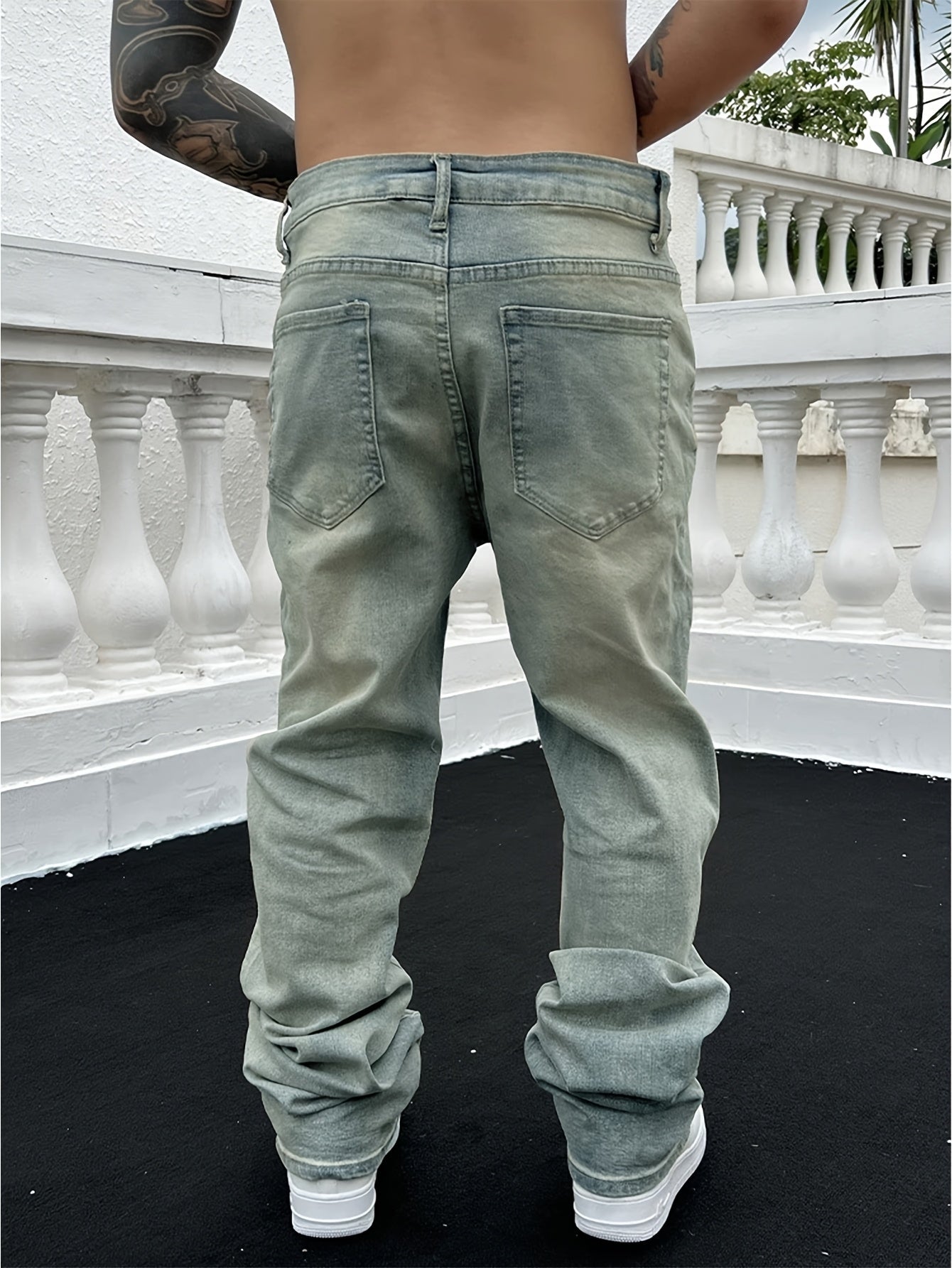 Herrenjeans | Gestapelt | Gewaschen | Baggy-Jeans | Locker sitzende Jeans-Chaps Herrenmode