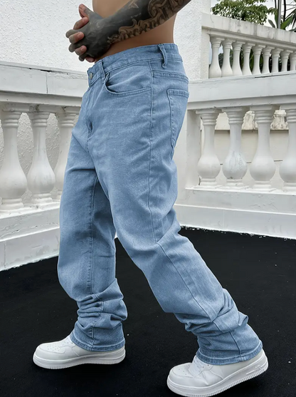 Herrenjeans | Gestapelt | Gewaschen | Baggy-Jeans | Locker sitzende Jeans-Chaps Herrenmode