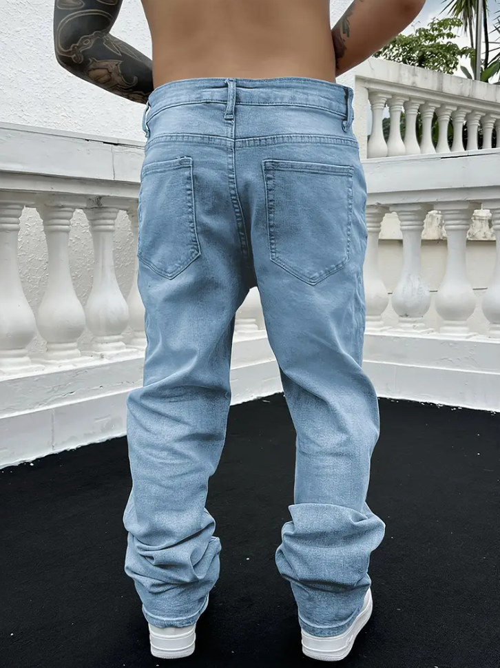 Herrenjeans | Gestapelt | Gewaschen | Baggy-Jeans | Locker sitzende Jeans-Chaps Herrenmode