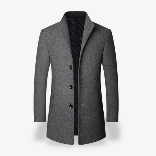 Herrenmantel aus grauer Wollmischung, formelle Jacke | Loravelle 0