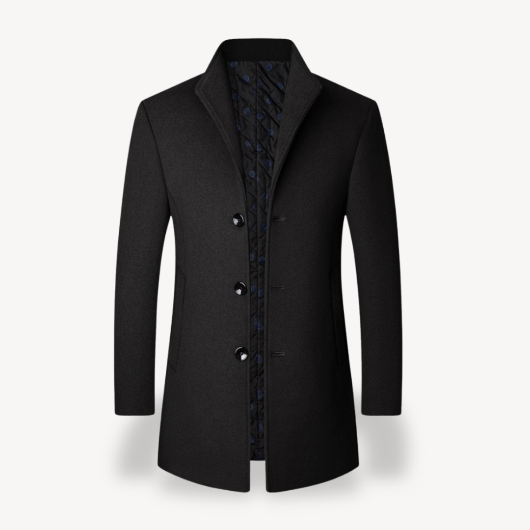 Herrenmantel aus grauer Wollmischung, formelle Jacke | Loravelle 1