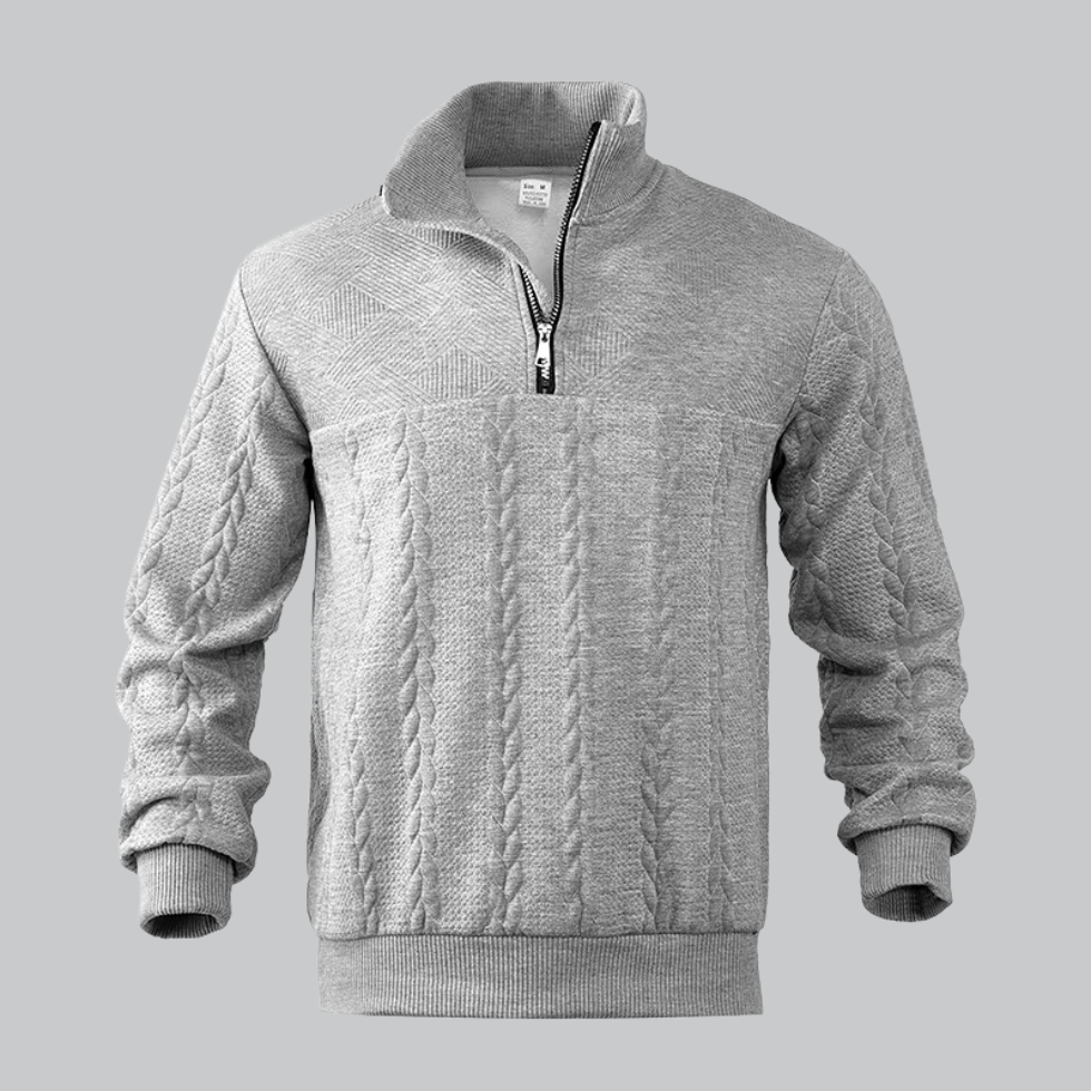 Herrenpullover mit halbem Reißverschluss 0
