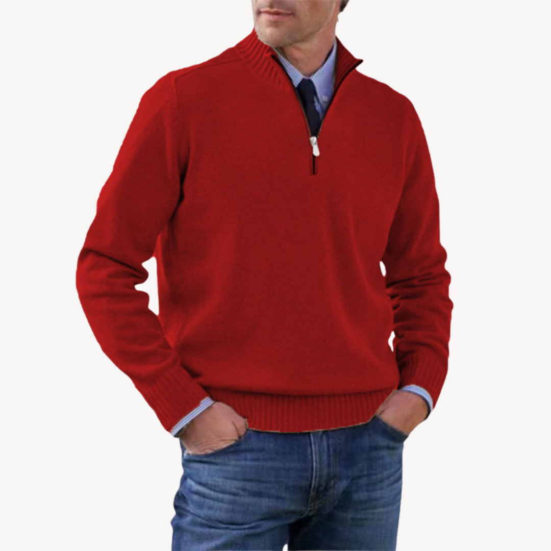 Herrenpullover mit halbem Reißverschluss | Loravelle 1