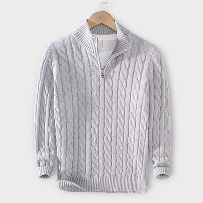 Herrenpullover mit strukturiertem Halfzip 0