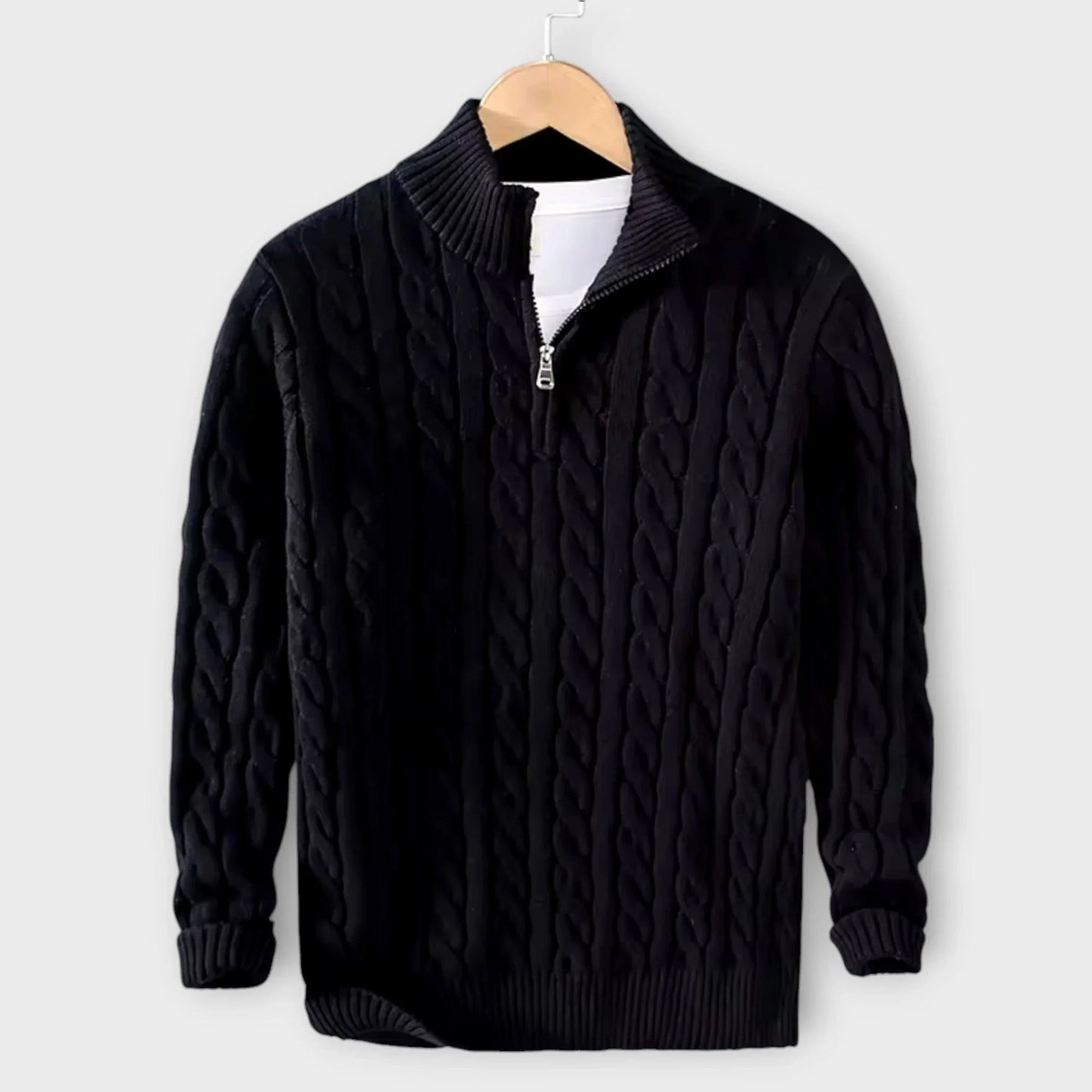 Herrenpullover mit strukturiertem Halfzip 2
