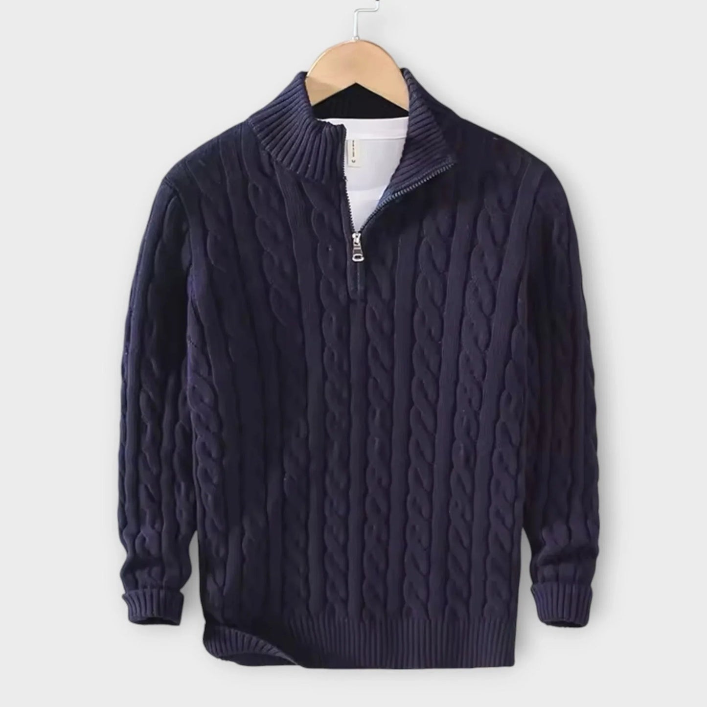 Herrenpullover mit strukturiertem Halfzip 3