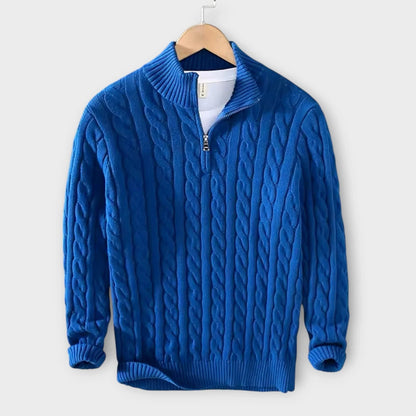 Herrenpullover mit strukturiertem Halfzip 4