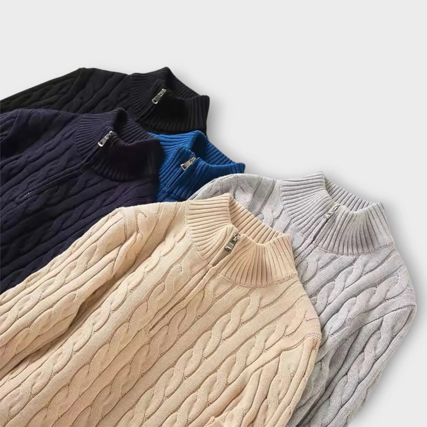 Herrenpullover mit strukturiertem Halfzip 6