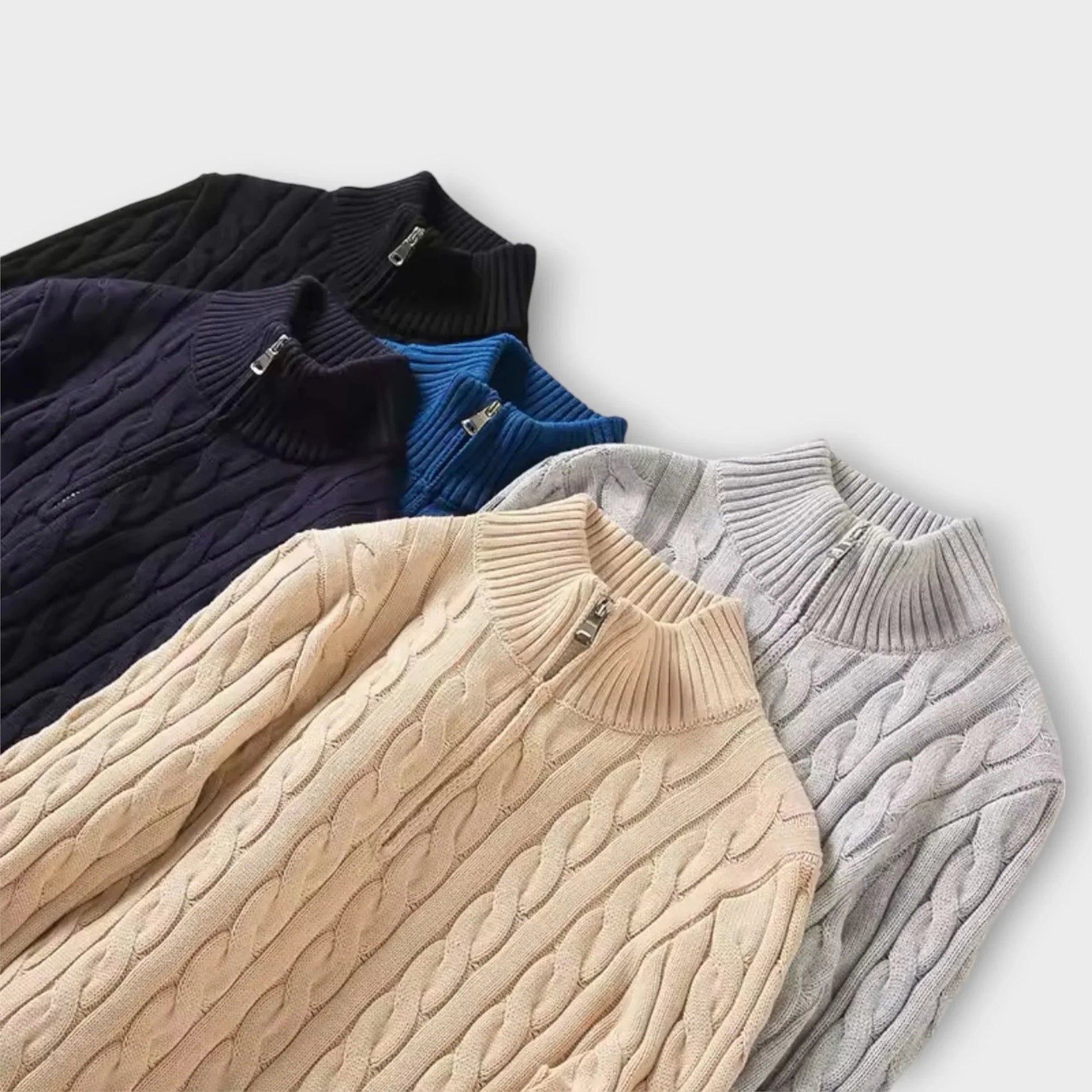 Herrenpullover mit strukturiertem Halfzip 6