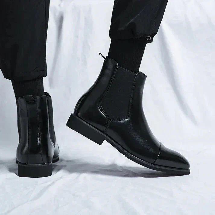 Herrenstiefel | Spitz Zulaufend | Kunstleder | Slip-On-Stiefel | Stiefeletten-Chaps Herrenmode