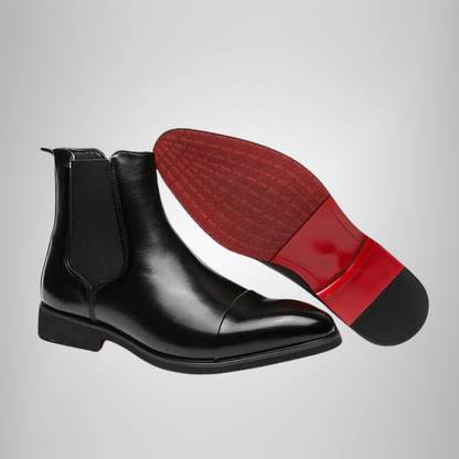 Herren Stiefel Spitz Kunstleder Slip-On Schwarz - BerlinGlamour