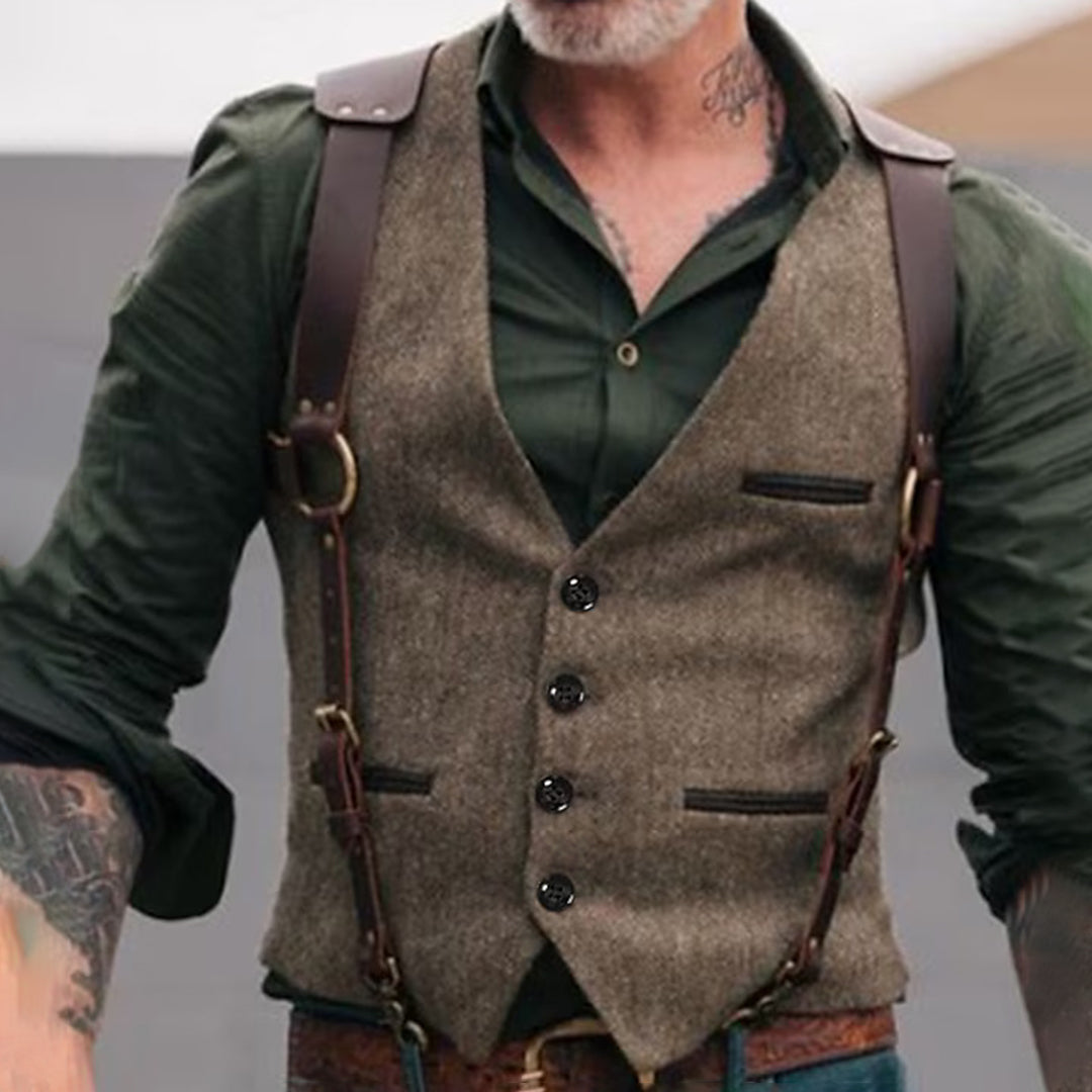 Herren Anzugweste Vintage Einreihig Slim Fit - BerlinGlamour