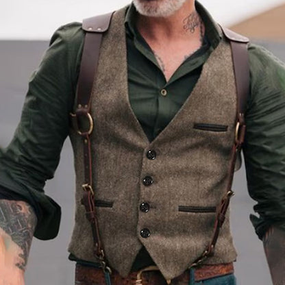 Herren Anzugweste Vintage Einreihig Slim Fit - BerlinGlamour