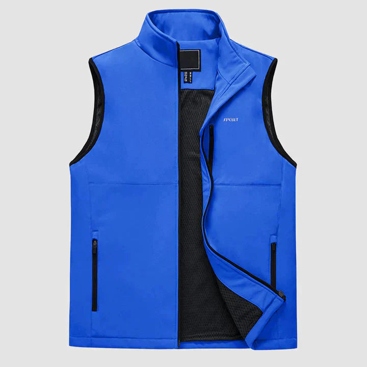 Herrenweste | Zip-Up | Leichtgewicht | Outdoor-Weste | Ärmellose Weste-Blau-XS-Chaps Herrenmode