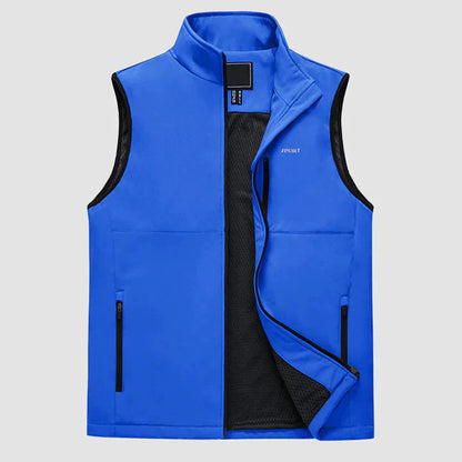 Herrenweste | Zip-Up | Leichtgewicht | Outdoor-Weste | Ärmellose Weste-Blau-XS-Chaps Herrenmode