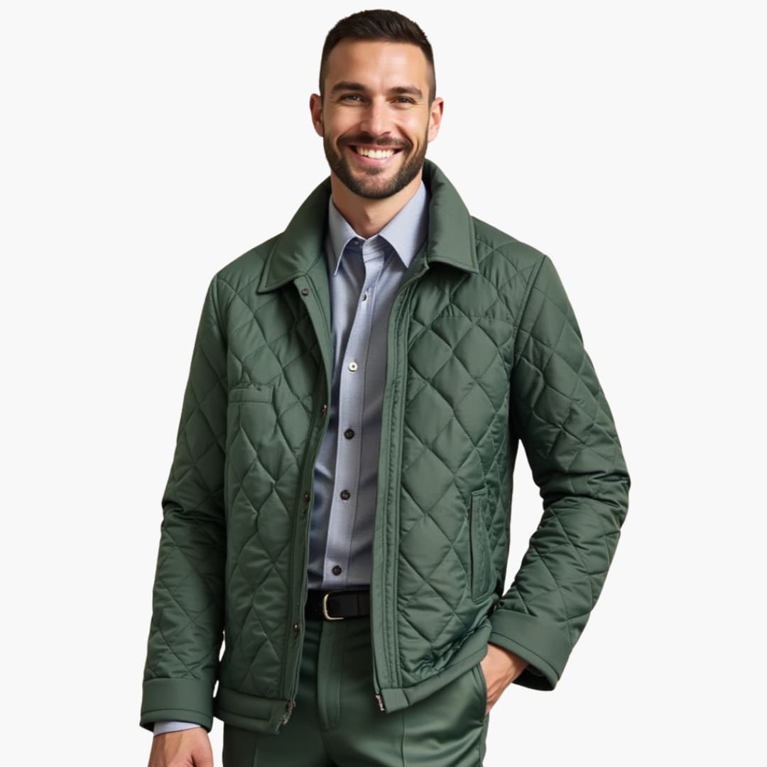 Herrliche gesteppte Jacke mit Druckknopfverschluss und Kentkragen 1