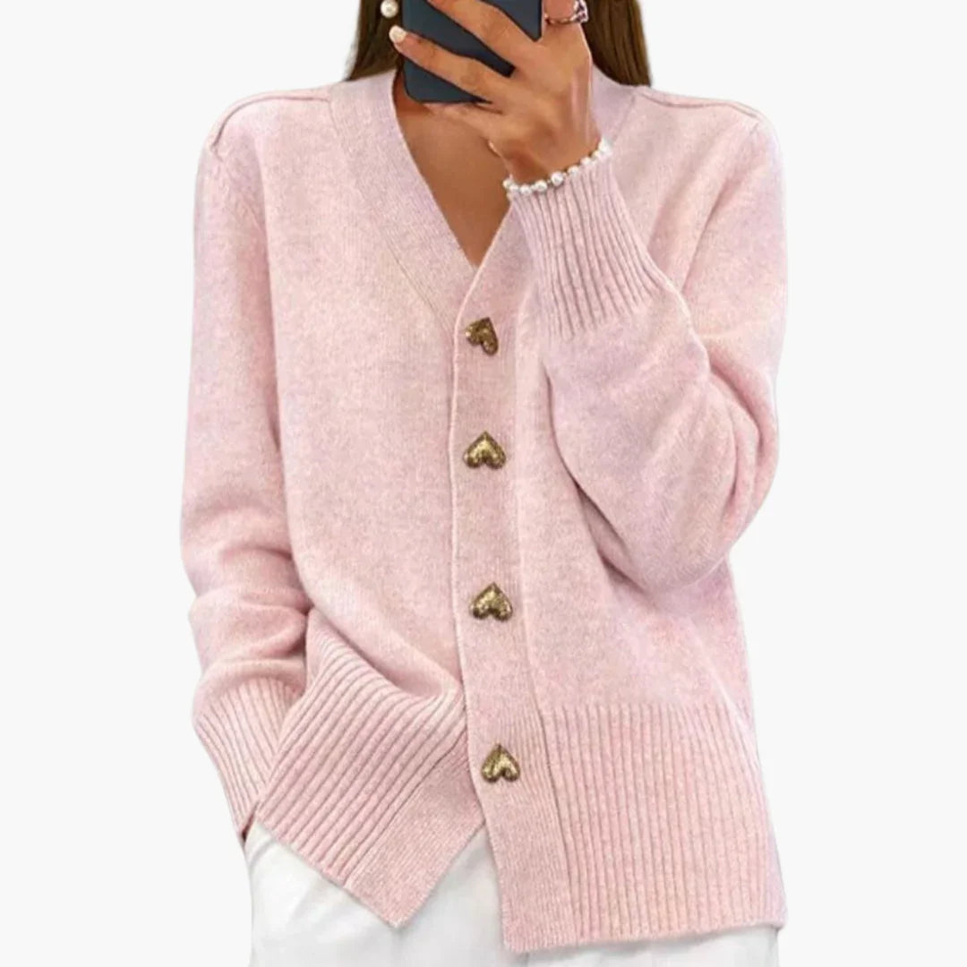 Herzknopf Strickjacke für Damen 1