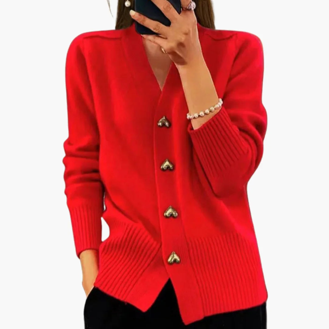 Herzknopf Strickjacke für Damen 3