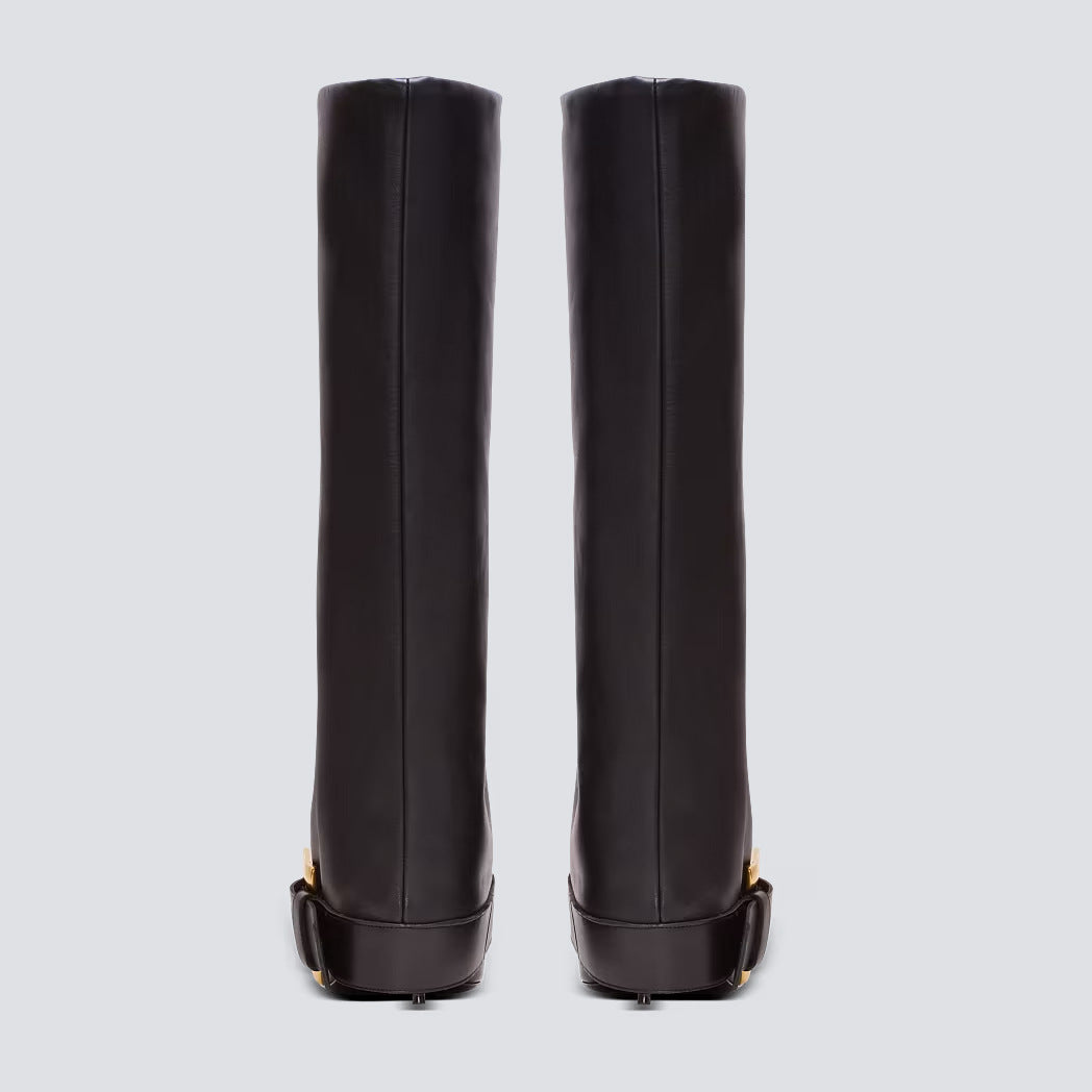 Velmira Stiefel Damen High Heel Gold Schnalle