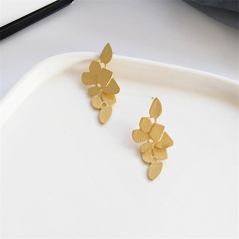 Elegante Blatt Ohrringe Retro Chic Gold