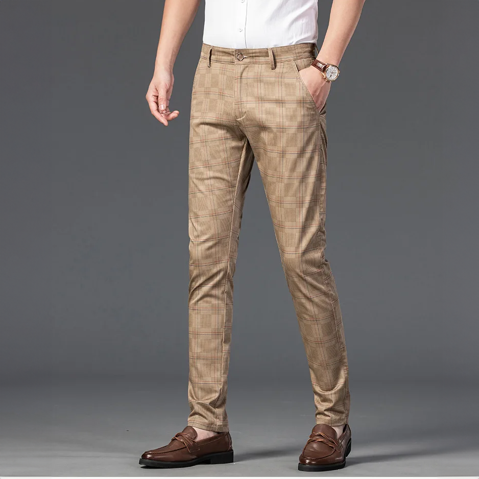 Herren Slim Fit Hosen Maßgeschneidert Kariert Elegant