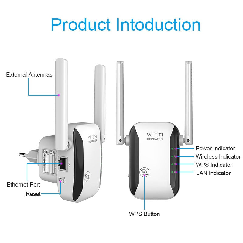 WLAN Reichweitenverstärker Kabellos WiFi Booster Stark
