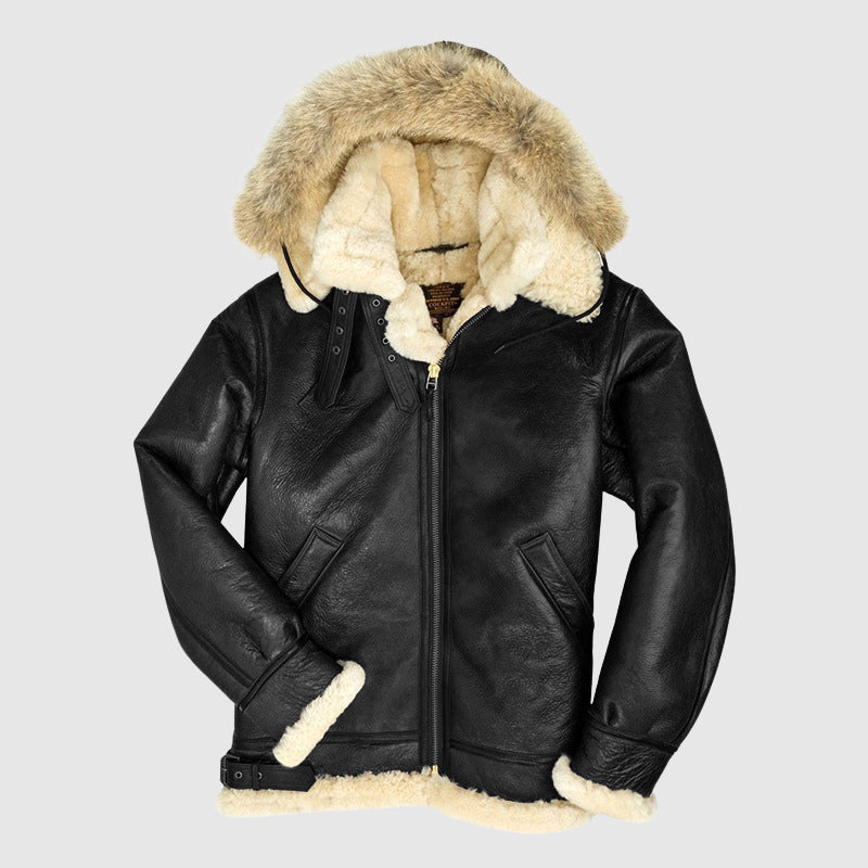 Leder Pilotenjacke Pelzgefüttert Warm Frauen