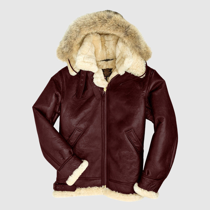 Leder Pilotenjacke Pelzgefüttert Warm Frauen