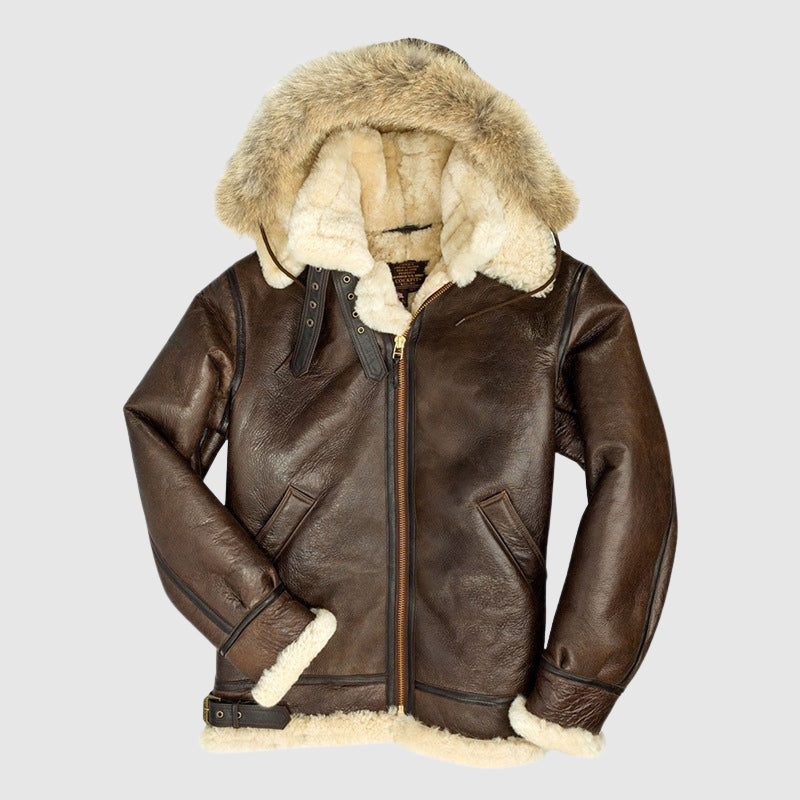 Leder Pilotenjacke Pelzgefüttert Warm Frauen