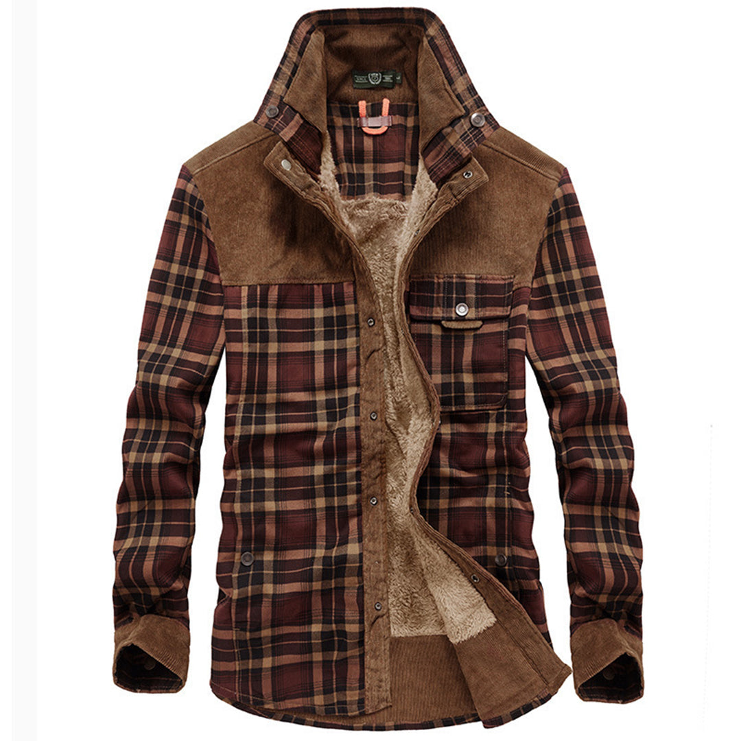 Herren Winterjacke Fleece gefüttert Karo Holzfällerstil - BerlinGlamour