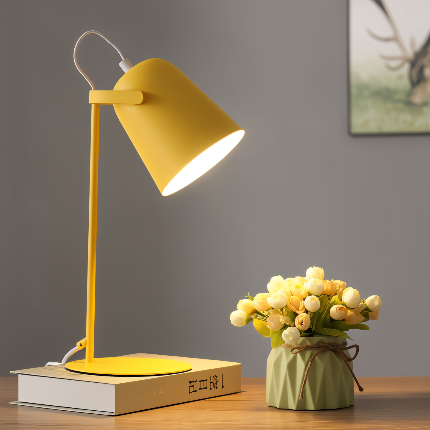 Nordische Tischlampe Gelb Verstellbar Modern