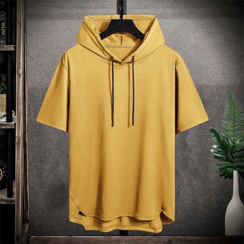 Hoodie - Übergröße - Kurzarm - Herren T-Shirt - Pullover Hoodie-Gelb-M-Chaps Herrenmode