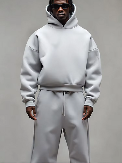 Hoodie und Jogginghose Set | Lässig | Zweiteilig | Trainingsanzug | Jogging-Set für Männer-Grau-S-Chaps Herrenmode