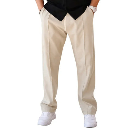 Hose mit Kordelzug – Lässige Hose mit geradem Bein für Männer-Cremefarben-S-Chaps Herrenmode