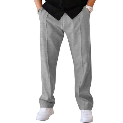 Hose mit Kordelzug – Lässige Hose mit geradem Bein für Männer-Hellgrau-S-Chaps Herrenmode