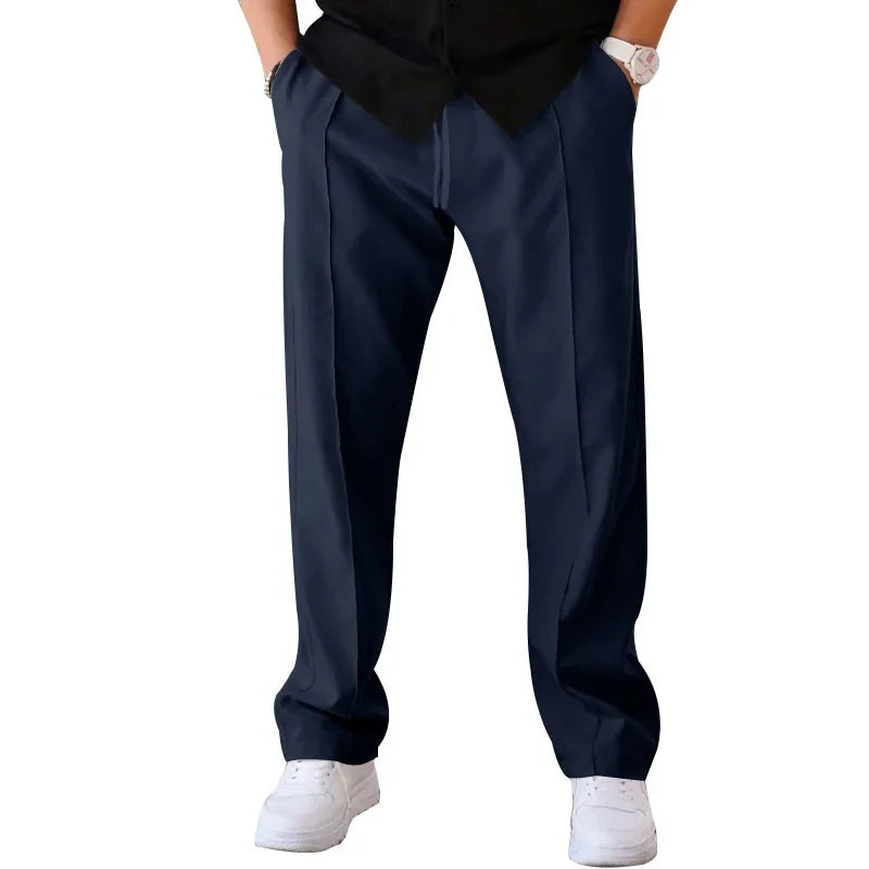 Hose mit Kordelzug – Lässige Hose mit geradem Bein für Männer-Marine-S-Chaps Herrenmode