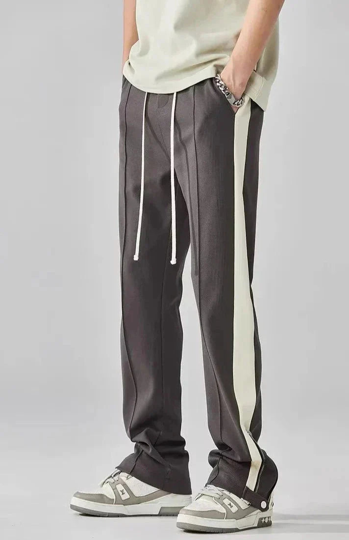 Hose mit geradem Bein – Kordelzug – Baumwolle – Retro-Trainingshose – Herrenhose-Grau-XS-Chaps Herrenmode