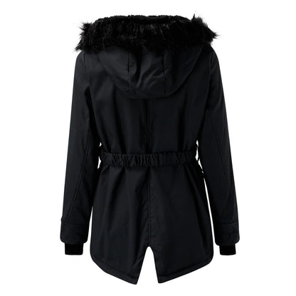 Damen Winterjacke Lang Warm Kapuzenjacke Casual