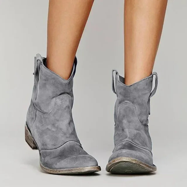 Lederstiefeletten Damen Vintage Western Schuhe