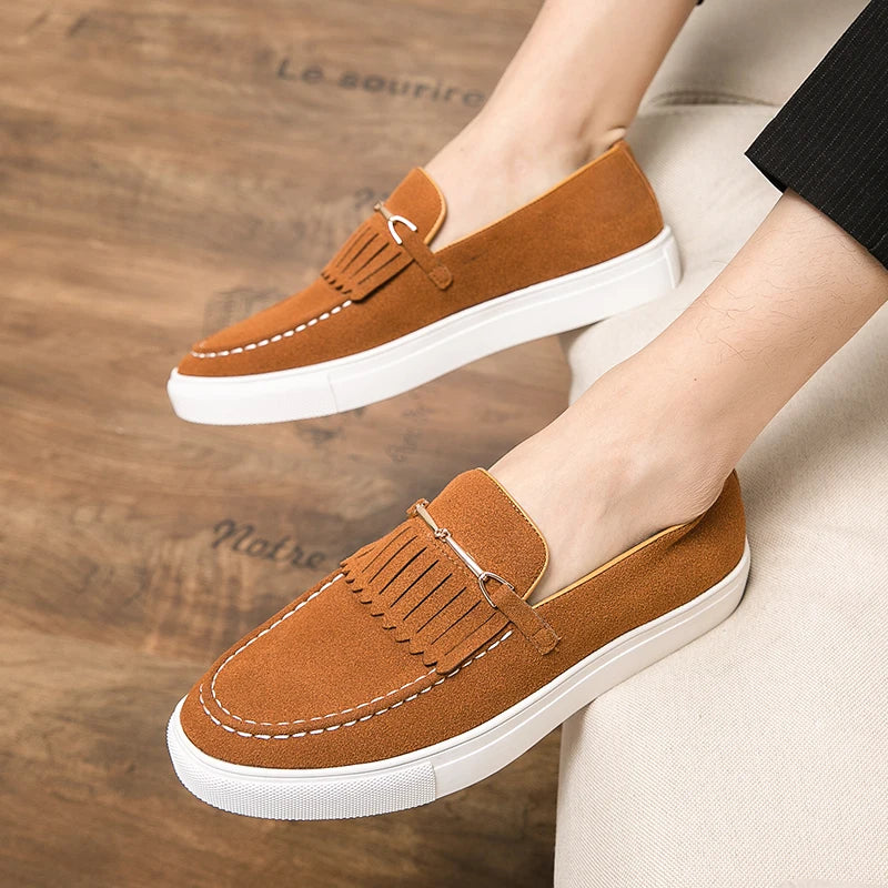 Herren Loafer Schuhe Wildleder Braun Elegent